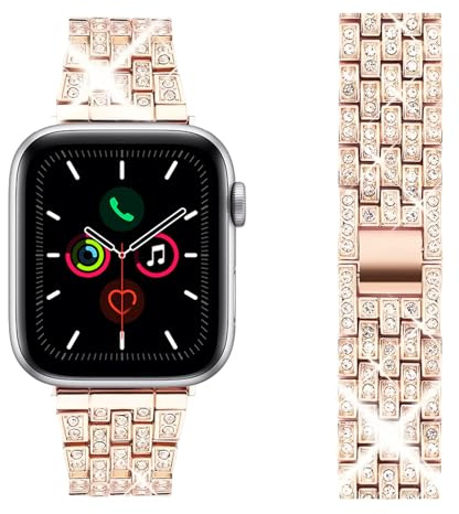 Futuhada Remplacement Bracelet avec Strass Diamant pour Montre Connectée, Paillettes pour Bracelets Bande Montres Bling Métal Femme Brillant Bracelet Montre Galaxy Watch S3/GT2/applewatch8Classic20MM