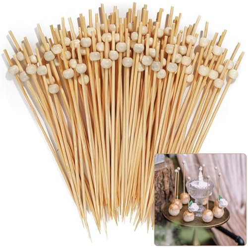 Visxcnu 100pcs Palillos de Cóctel, Palillos Decorativos para Aperitivos,Bambú, Brochetas de Bambú para Frutas, Pinchos de Cocktail, Pinchos Decorativos Cócteles, Palitos de Bebida