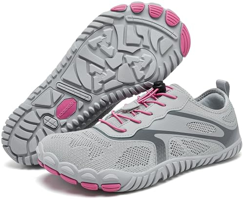 HOBIBEAR Barefoot Shoes for Women Men Wide Toe Box Zero Drop Cross-Training Minimalist Unisex Light Gray