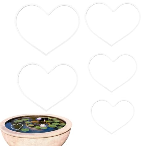 TQEBWUS Fish Feeding Ring, Floating Plant Ring, Floating Feeding Ring in Heart Shape - Pack of 5 Aquarium Swimming Plant Basket to Keep Floating Plants in Place