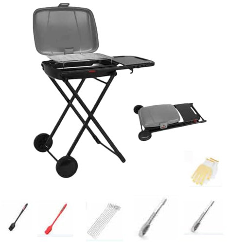 Barbecue portatile a carbonella per campeggio e viaggi, da tavolo, fornello rimovibile per barbecue all'aperto