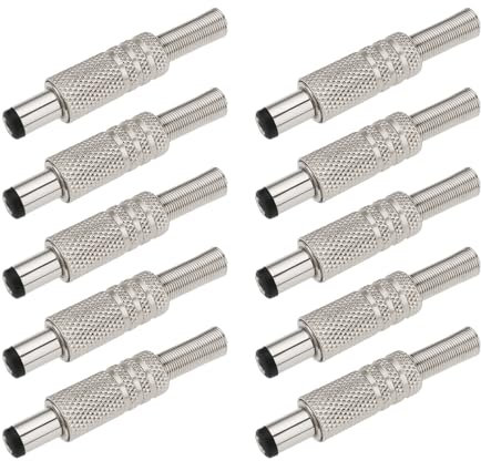 Be In Your Mind 10 Pezzi In Metallo 5,5x2,1mm DC Power Spina Maschio Presa Cava Connettore Adattatore Maschio Per Lettore Multimediale Notebook Lettore MP3 Argento