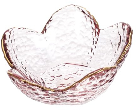 Holibanna Cherry Blossoms Decorative Bowl Small Glass Candy Dish Trinket Tray Pink Gold-trimmed Jewelry Dish Vanity Organizer Home Accessory