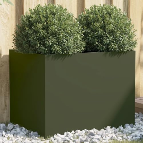 LLEZKBR Furniture select-Planter - Maceta de acero verde oliva 62x47x46 cm