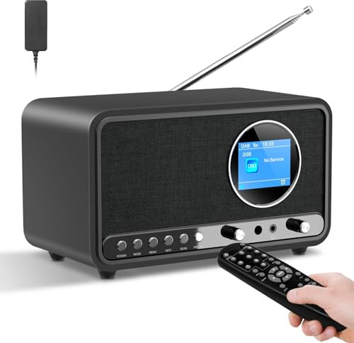 BIAOQINBO DAB Plus Radio mit Bluetooth,DAB+ / FM Radio mit Fernbedienung und Netzbetrieb,Digitalradio Küchenradio Radiowecker mit Zweifacher Alarm,USB/AUX Hafen,Sleep-Timer, 30 voreingestellte Sender