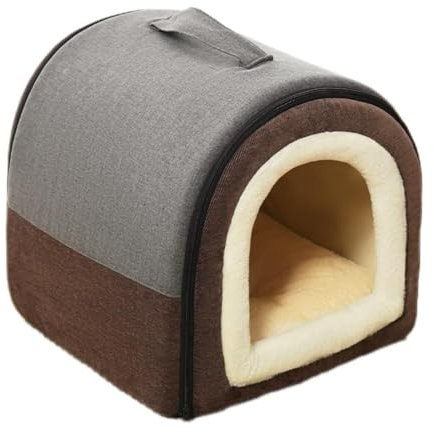 Pevfeciy Hundehütte Hundehöhle Hundebett Katzenhöhle Exklusives Haus Hund oder Katze Komfortabel und Waschbar Hundehaus für drinnen,Grau,M