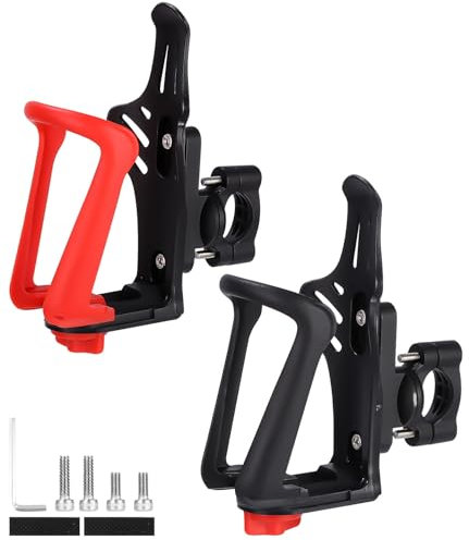 2 Stück Flaschenhalter Fahrrad, Getränkehalter Motorrad Trinkflaschenhalter, Kunststoff Wasserflaschenhalter with 360° Rotating Holder, für Rahmen und Lenker, für MTB, Roller,Rollstuhl,Motorrad