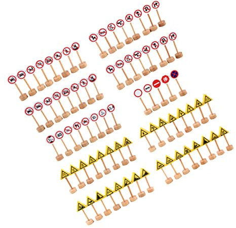 Toyvian 50pièces Panneaux De Signalisation Routière Bois De Jouets Éducatifs pour Garçon Fille Modèles De Signalisation De pour Les Règles De Circulation Jeu Cognitif Interactif