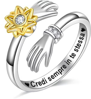 Anello da Donna Argento Sterling 925 - Anello Ispirazionale e di Incoraggiamento per Donne Ragazze Dimensione Pollice Regolabile Anelli allontanare ansia - Cofanetto incluso