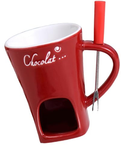 Calentador de fondue de cerámica único funcional para chocolate y queso, incluye tenedor y vela de té