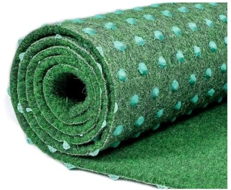 Kunstrasen mit Noppen | Pemba | Grün | 3 mm dick | Wasserdurchlässig und langlebig | Für Terrassen, Balkone, Sportplätze und Veranstaltungen (4x1)