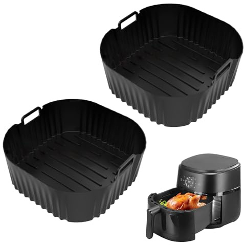 Arvoni 2 Piezas Molde Silicona Freidora de Aire para Philips Airfryer Serie 5000 XXL, HD9285/90, Reutilizable Bandeja Air Fryer, para Freidora de Aire Dual Basket 7.2L