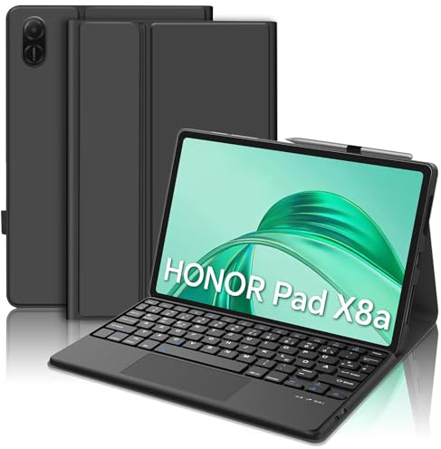 SENGBIRCH Funda con Teclado para Honor Pad X8a 11 con Touchpad, Español Ñ Bluetooth Desmontable Inalámbrico Teclado para Honor X8a Tablet 11 Pulgadas 2024, Schwarz