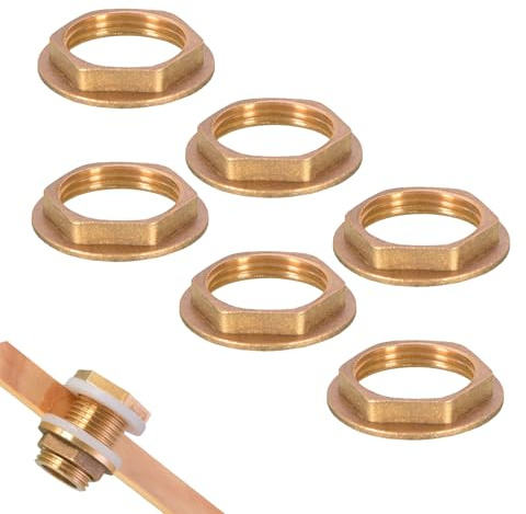 6 Stk Flansch Sechskant Sicherungsmuttern,Sanitär Kontermutter,Flanschmuttern 1/2 zoll Messing,Anschlussstück Sechskantmutter Fitting,Wasserhahn Befestigungsmutter,Bördel Uberwurfmutter für Badezimmer
