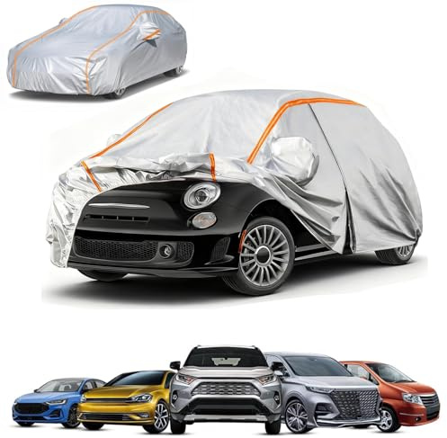 Auto Abdeckplane für FIAT 500 C(2009-2025), UV Beständig Und Reißfes, Kratzfeste, mit Reißverschluss und Reflektierende Streifen