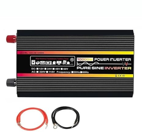 Convertisseur Tension Onduleur Sinusoïdal Pur Affichage LED 12000 W/10000 W Transformateur De Puissance Convertisseur De Tension 12 V 24 V 48 V 60 V vers 220 V(24V,50hz 220V,10000W NO Remote)