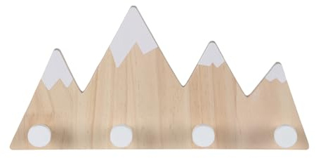 Relaxdays Attaccapanni da Muro per Bambini, 4 Ganci Appendiabiti Cameretta, Design Montagna, 17x34,5x5 cm, Legno e MDF