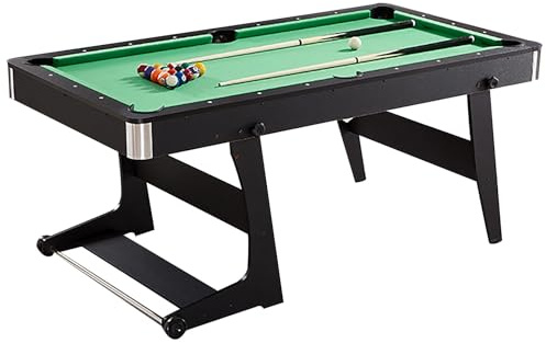 ZLLPIGLS Folding Pool Table, Portable Billiard Tables Game with Cue Sticks and Accessories, Easy Setup and Storage, for Family, Game Room, Apartment(185x99x79cm/72.8x38.9x31.1in)