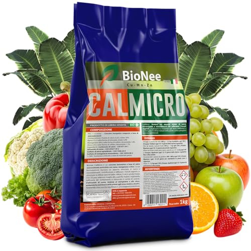 Bionee CalMicro 1 kg - Engrais à base de calcium micronisé avec cuivre, manganèse et zinc | Renforce les tissus végétaux et protège contre le stress environnemental | Pour le jardin, le verger, les