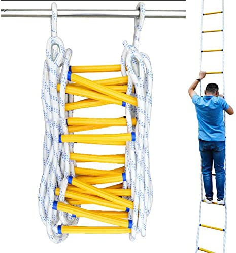 rope ladder, 10M Flame Resistant Safety Rope Soft Ladder Fast to Deploy Easy to Use Evacuation Climbing Rescue Ladder/12M/39Ft(18M/59Ft)