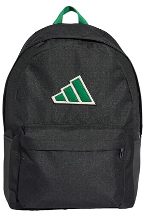 adidas Unisex Essentials Logo Backpack, black/green, One Size