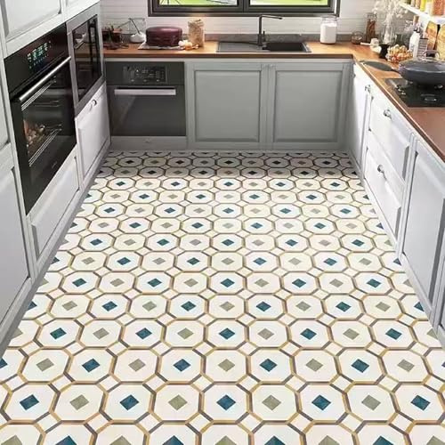 Alfombra Cocina 50X80Cm Azul Gris Alfombra Vinilica Cocina Cuero,Modernas Lavable Antideslizante Anti Fatiga para Pasillo, Comedor,Hogar Alfombrilla Cocina