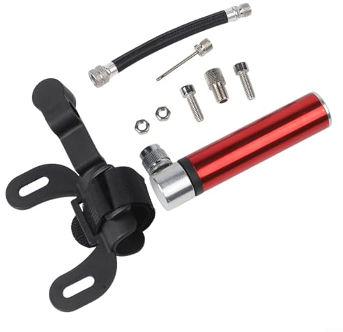 Jotekonoby Pompe à vélo pour montagne pour vélo, mini pompe à vélo haute pression avec 120 psi, gonfleur portable de basket-ball et de ballon, cadre en alliage d'aluminium pour (H10 rouge)