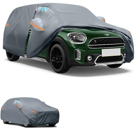 Tozaroa Car Cover for Mini Countryman(2010-2024)100% Waterproof Breathable, Outdoor Full Exterior Covers All Weather Protection Rain Sun Dust with Zip and Cotton(Black)