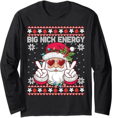 Big Nick Energy Babbo Natale Bubble Gum Brutto Maglione Natalizio Maglia a Manica