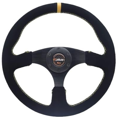 Sportlenkrad Auto-Styling-Sportlenkrad, universell, 14 Zoll, 350 mm, Aluminium, Nachrüstung, modifiziert, Rot, Gelb(Alcantara-YELLOW)
