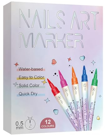 Set di matite per unghie 3D, 12 colori, per nail art, per graffiti, per disegnare, colorare, per nail art, impermeabile, ad asciugatura rapida, viola chiaro, Taglia unica