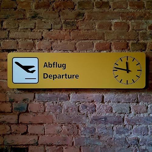 Terminaluhr Abflug Berlin Tegel Flughafenuhr Flugzeuguhr Departure Wanduhr Industrie Design Made in Germany