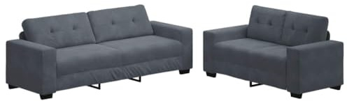 MOBCANT 2-teilig bequem Sofa & Polstergarnitur dunkelgrau Samt Couchgarnitur für Wohnzimmer, Büro, Gästezimmer (160 x 77 x 82 cm)