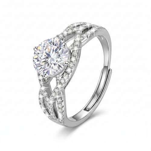 Luckimoli Adjustable Engagement Ring, Promise Eternity Ring for Women,Wedding Rings,Jewelry Gift,Friendship Promise Fashion Jewelry Valentine Gifts for Women