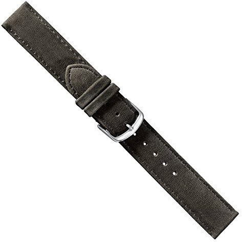Uhrbanddealer Uhrenarmband Unisex 20mm, Ersatzband Venice, Kalbsleder Rauleder Grau matt, 244520s