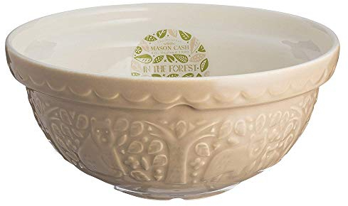 Mason Cash in The Forest Bear Mixing Bowl 2 Litre | 24cm Cane S24 Stoneware Bowl for Bread, Cake, Cookie, Pastry & Pudding Mixes, Embossed Woodland Design