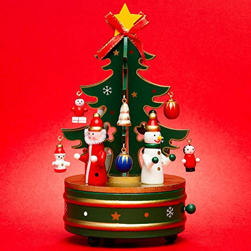 SIKORA SD03 Spieldose Spieluhr für Weihnachten aus Holz mit Tannenbaum Musik Stille Nacht, Farbe:grün