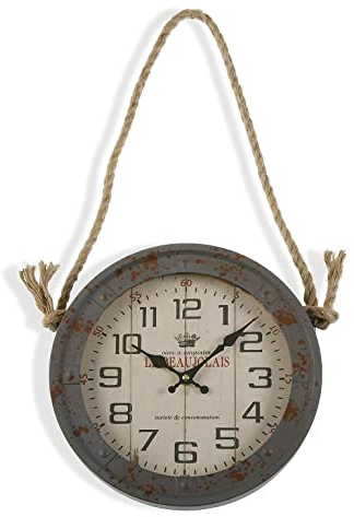 Versa Lamiako Reloj de Pared Decorativo para la Cocina, el Salón, el Comedor o la Habitación, Medidas (Al x L x An) 27,7 x 6,3 x 27,7 cm, Metal y Cristal, Color Gris y Beige