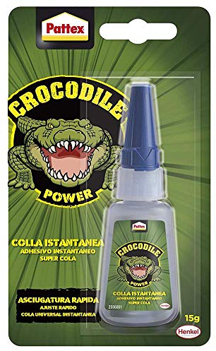 Pattex Crocodile Power Instantkleber, starker Kleber für Reparaturen, Superkleber für Metall, Holz und mehr, wasserfester transparenter Kleber, 1 x 15 g