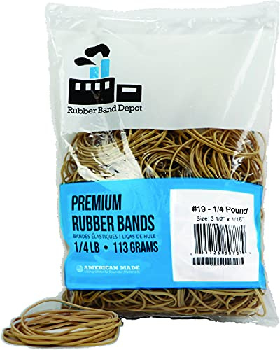 Rubber Bands, Rubber Band Depot, Size #19, Approximately 335 Rubber Bands Per Bag, Rubber Band Measurements: 3-1/2 x 1/16'' - 1/4 Pound Bag