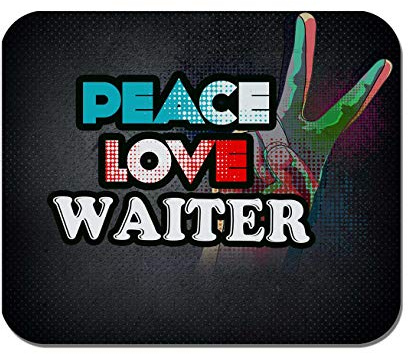 Makoroni - Peace Love Waiter - Non-Slip Rubber - Computer, Gaming, Office Mousepad