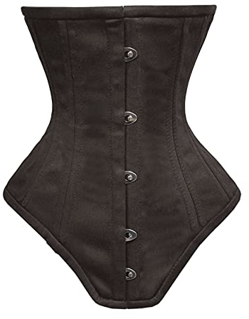 luvsecretlingerie Damen Taillentraining Schwerlast Doppelt Stahl Knochen Unterbrust Korsett Steampunk Gothic Baumwolle Corsage #8551-S-TC