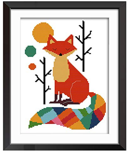 11CT Zorro Kits de Bordado,DIY Cross Stitch Kit de Herramienta de Punto Cruz Bordado a Mano (28x38cm)