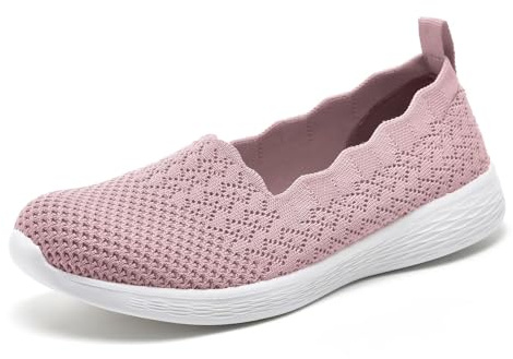 Puxowe Zapatillas Slip On Mujer Comoda Casual Mesh Respirable Ligero Zapatos Sneakers Moda Caminar Tejer Bambas Mocasines 38 EU Pink
