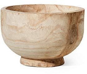 Serene Spaces Living Paulownia Wood Decorative Bowl – Handmade Round Wood Bowl for Home Décor, Centerpieces, Wedding, Parties, and Floral Arrangements, 7 Tall & 11 Diameter