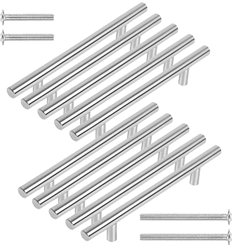 SAMNATE Premium 10 Pack with 4 Screws - 128mm Stylish Kitchen & Wardrobe Door Handles - Perfect for Home Furniture - Durable Handles Set