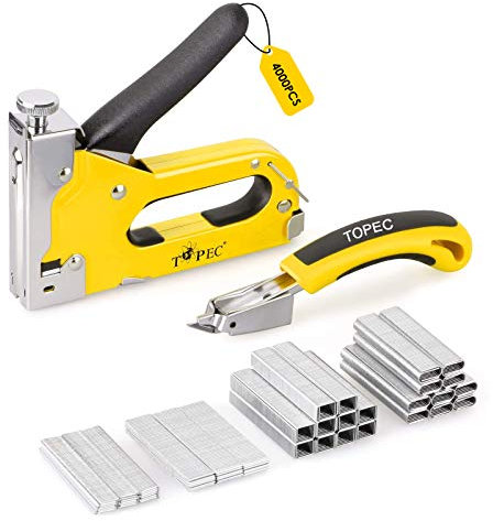 Upholstery 4 in 1 Staple Gun Heavy Duty, with 4000 Staples, Remover, Manual Brad Nailer Power Adjustment Stapler Gun for Wood, Upholstery, Carpentry, Decoration DIY