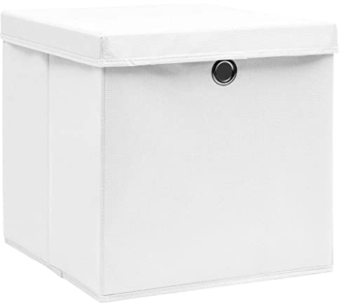 vidaXL 4x Aufbewahrungsbox mit Deckeln Zusammenklappbar Spielkiste Regalkorb Faltkiste Korb Kinderbox Box Kiste Faltbox 28x28x28cm Weiß