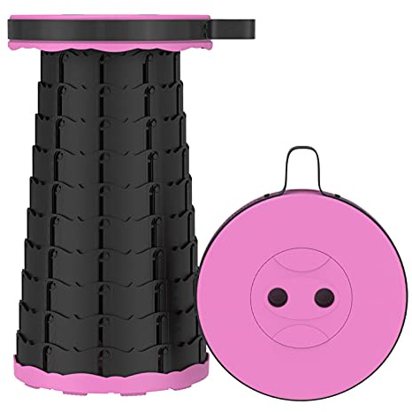 HGYJ Tragbarer Teleskophocker FüR Den AußEnbereich, 880g Faltbarer Angelhocker, Maximale TragfäHigkeit 150 Kg, Gute StabilitäT,Pink