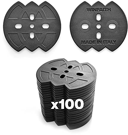 Winfaith Rondelle Nere in Plastica per Fissaggio Picchetti Telo Pacciamatura, Telo per Orto Anti Erbacce, Prato Sintetico, Rondelle Ferma Telo Pacciamatura, Dimensioni 60x55x3 mm Made in Italy